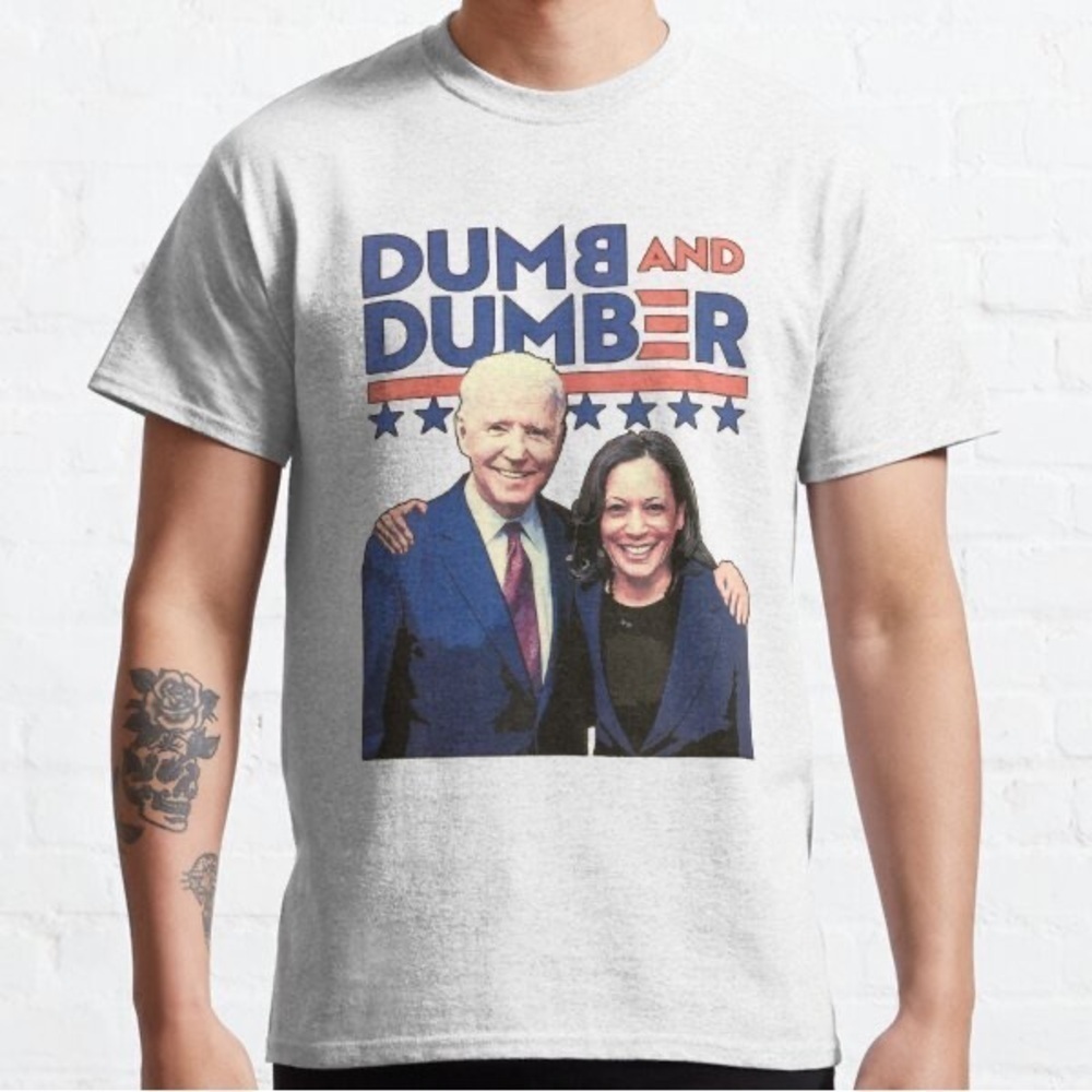 NWOT Dumb & Dumber Biden Harris Republican Political Novelty Graphic Tee Shirt - Picture 2 of 8